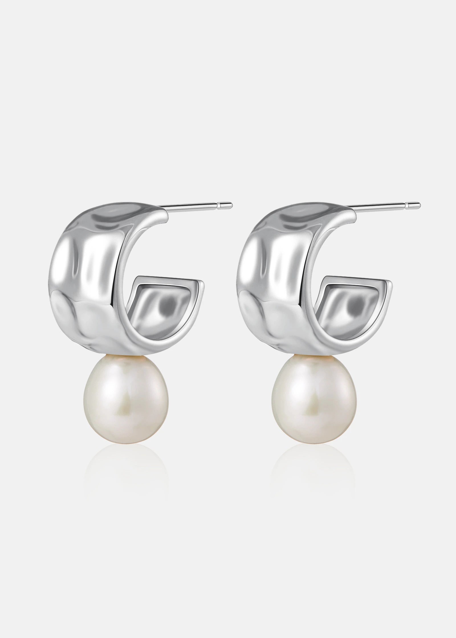 Silver Wave Hoops